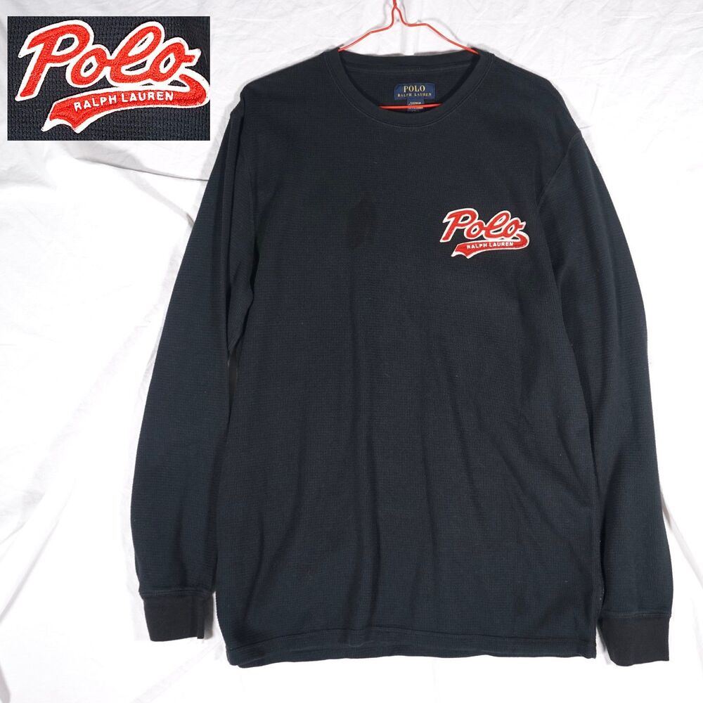 Polo Ralph Lauren Sleepwear Baseball Logo Embroidered Thermal Waffle Stain Large
